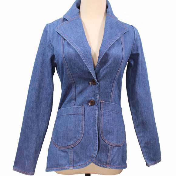 Wrangler Jackets & Blazers - SOLD Vintage Wrangler Fitted Blue Jean Jacket Denim Blazer 2 Buttons